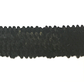 5 soros elasztikus flitterbortni, 4,5 cm széles - Black (Fekete)